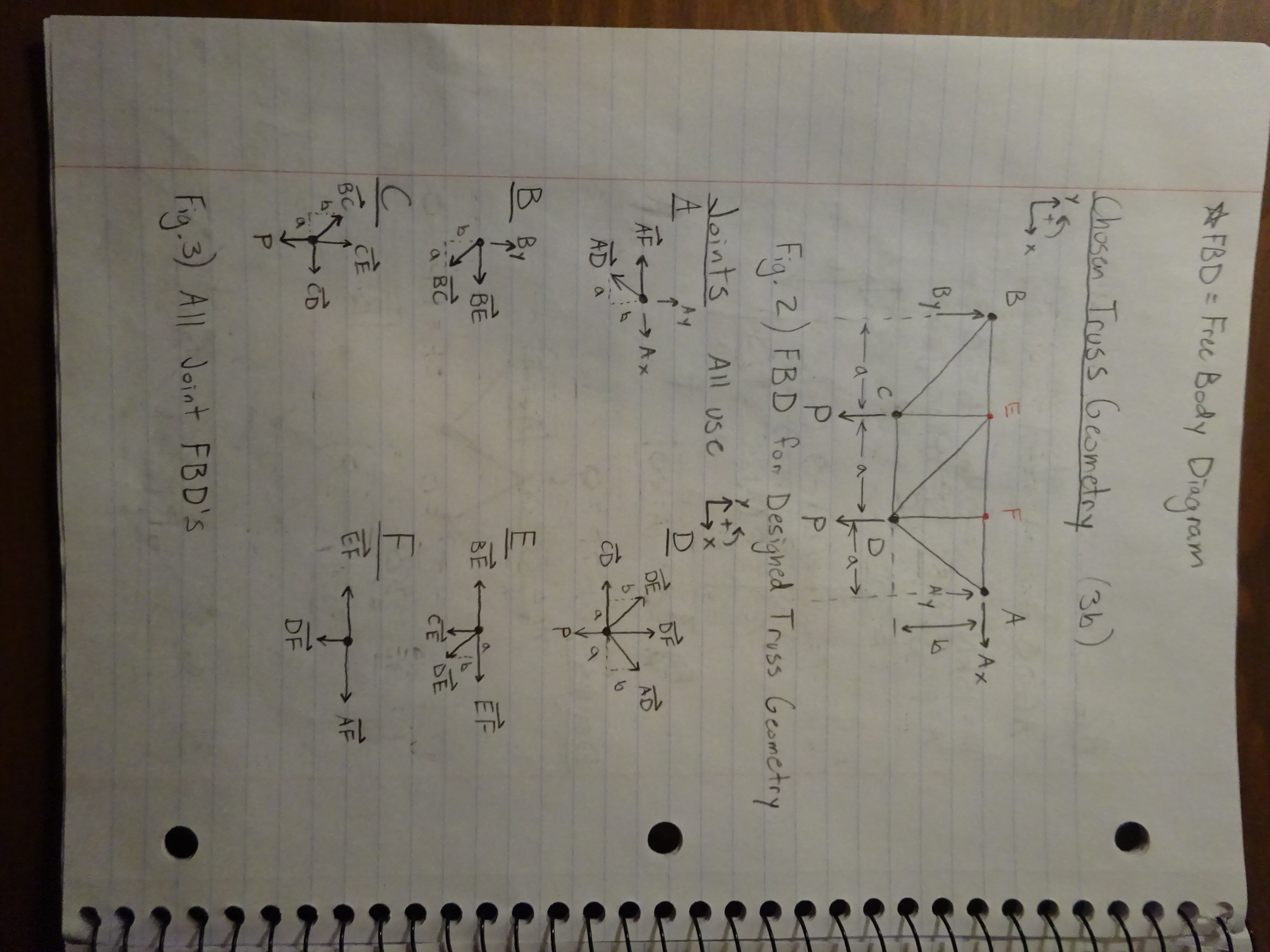 Chosen Truss Geometry and Free Body Diagrams