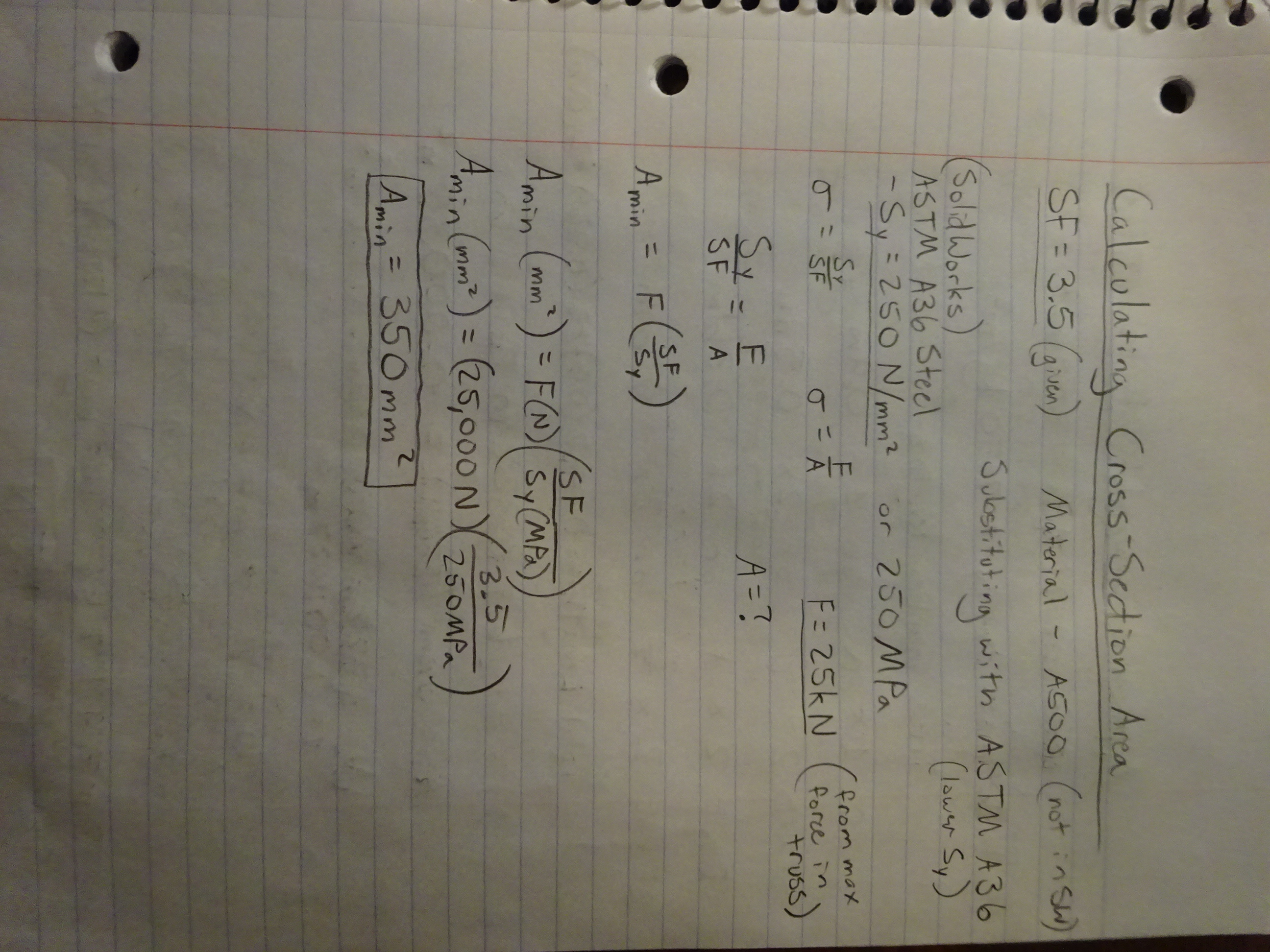 Calculating the Members' Cross-Sectional Area