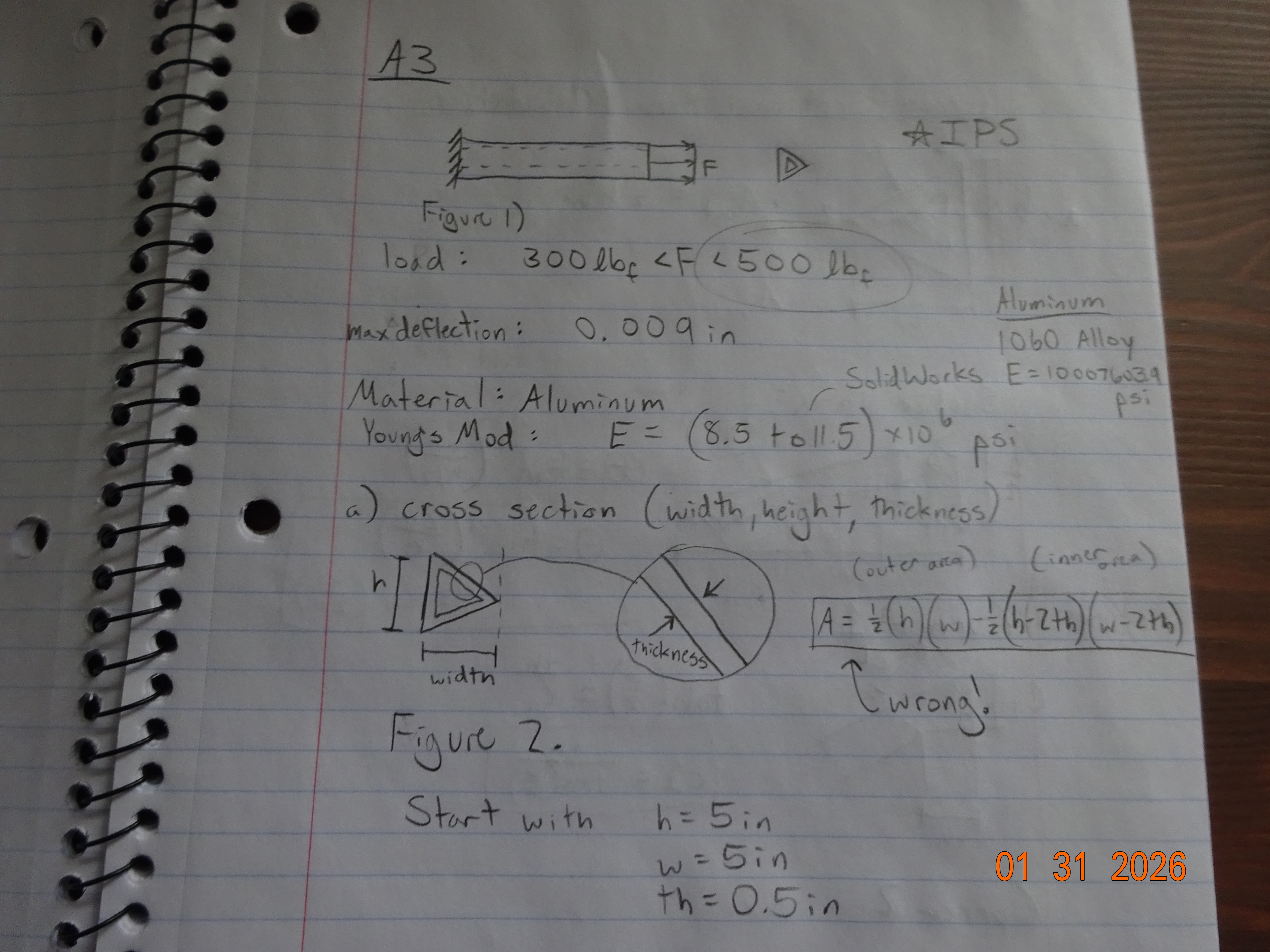 restated specifications and cross-section sketch.