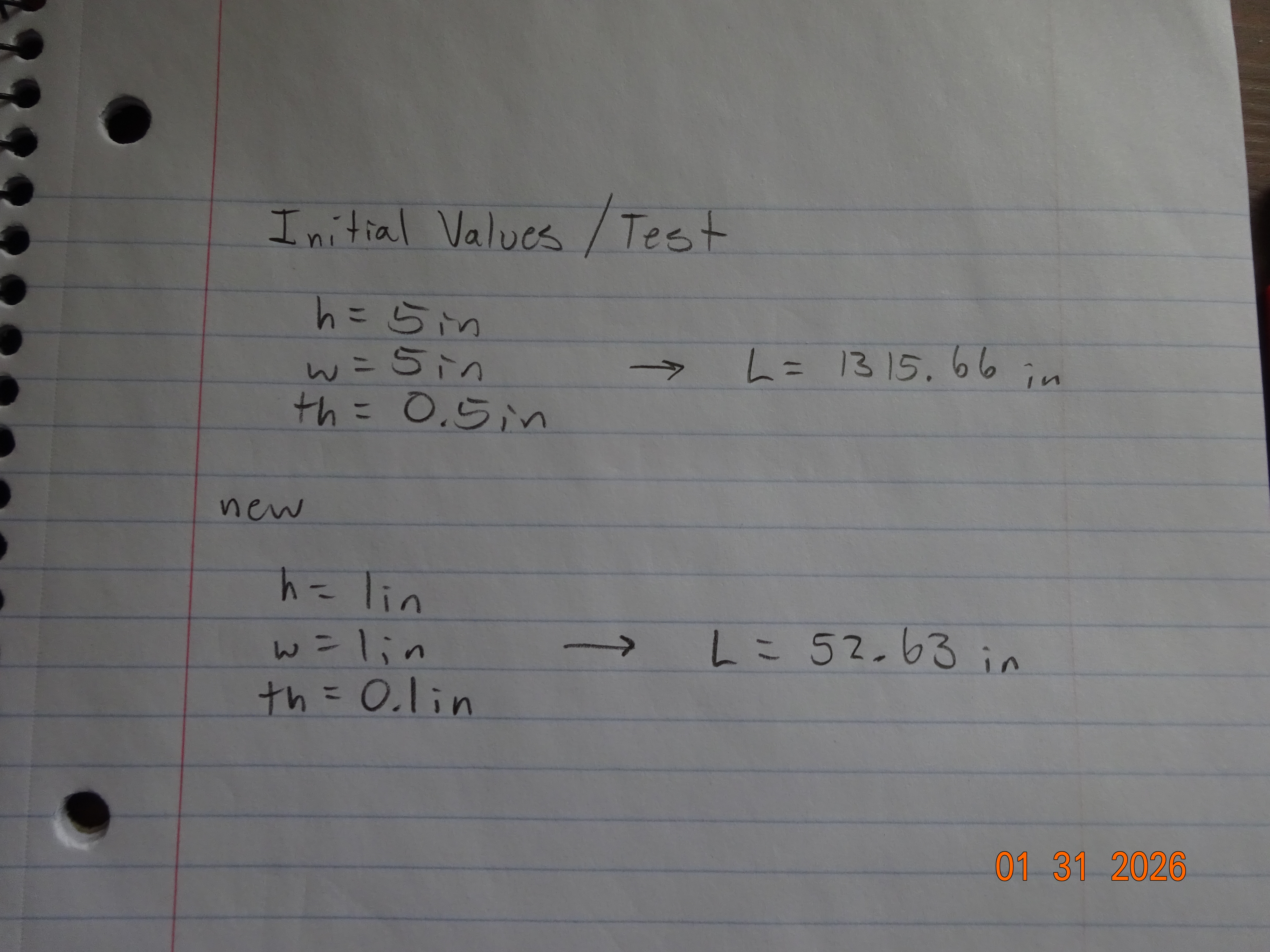 Old and New values and Calculated Length